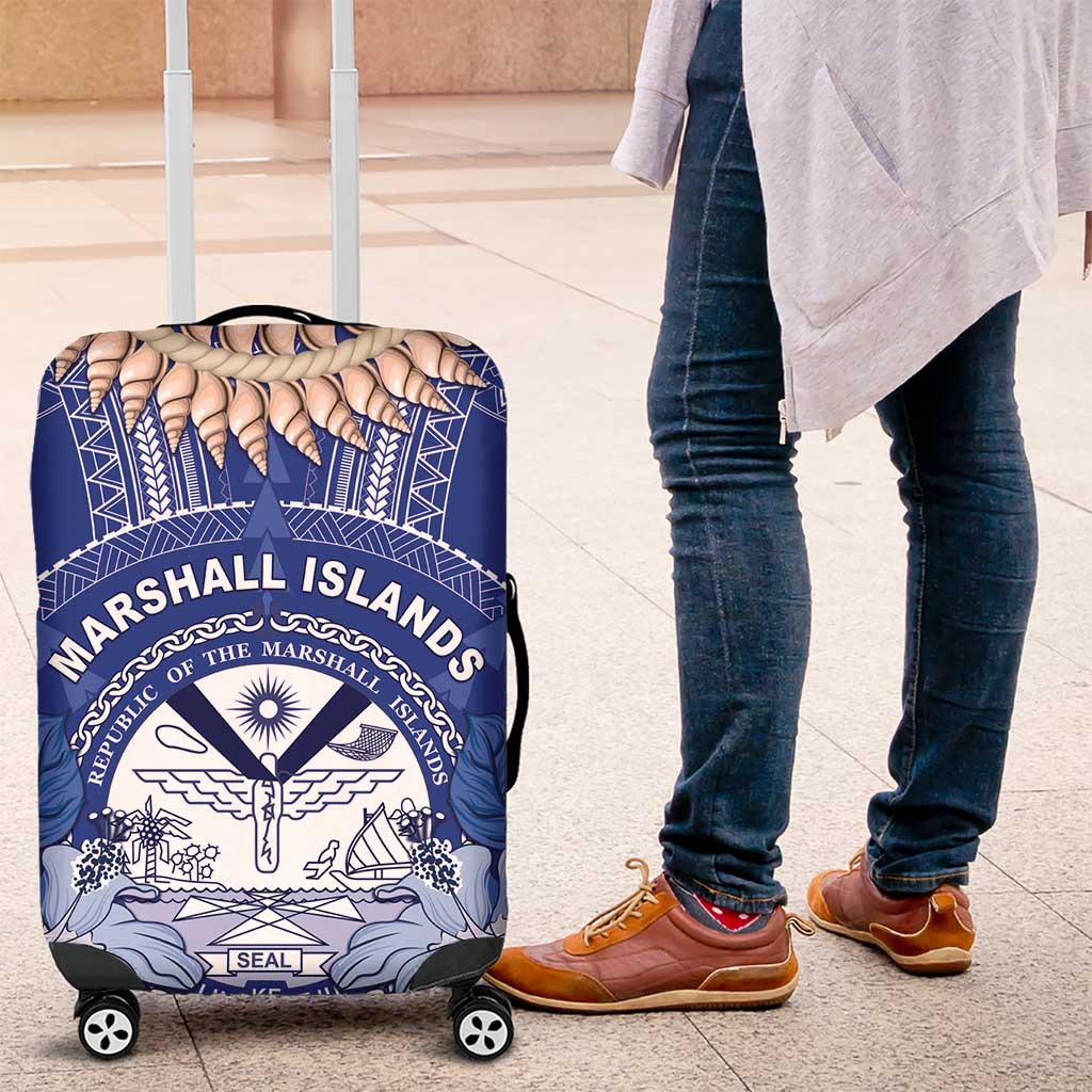 Marshall Islands Jemenei Day Luggage Cover Polynesian Tribal Tattoo Seashell Necklace