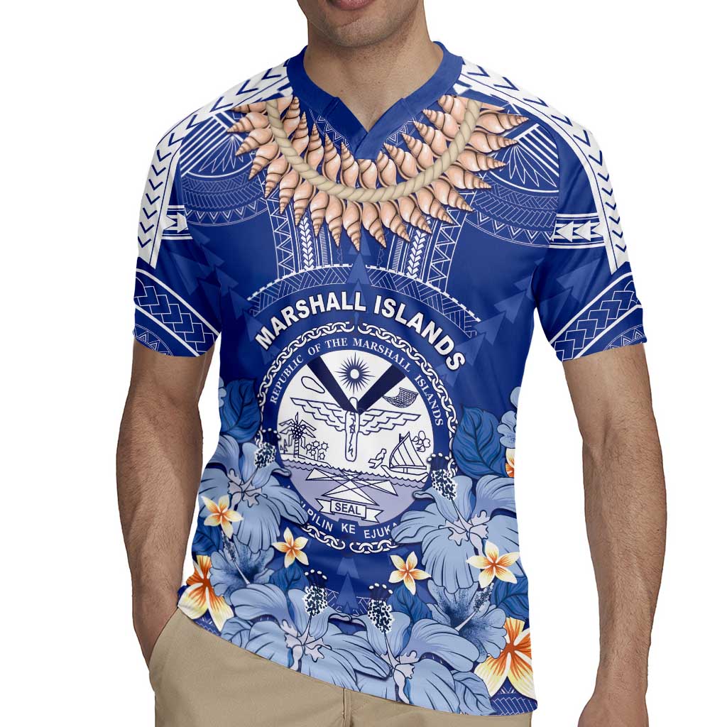 Marshall Islands Jemenei Day Rugby Jersey Polynesian Tribal Tattoo Seashell Necklace
