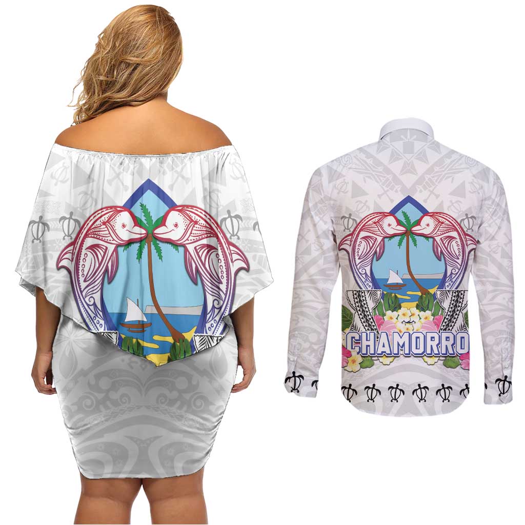 Guam Chamorro Liberation Day Couples Matching Off Shoulder Short Dress and Long Sleeve Button Shirt 81st Anniversary LT05