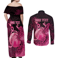 Personalised Cancer Fighter Couples Matching Off Shoulder Maxi Dress and Long Sleeve Button Shirt I Beat Cancer