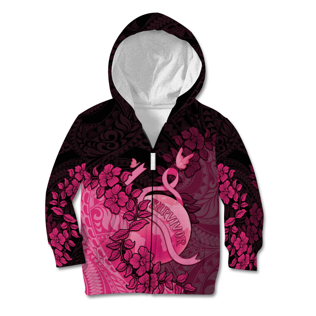 Personalised Cancer Fighter Kid Hoodie I Beat Cancer LT05 Zip Hoodie Pink - Polynesian Pride