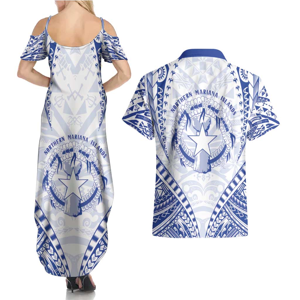 Northern Mariana Islands Liberation Day Couples Matching Summer Maxi Dress and Hawaiian Shirt 79th Anniversary