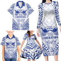 Northern Mariana Islands Liberation Day Family Matching Long Sleeve Bodycon Dress and Hawaiian Shirt 79th Anniversary