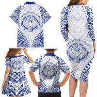Northern Mariana Islands Liberation Day Family Matching Long Sleeve Bodycon Dress and Hawaiian Shirt 79th Anniversary