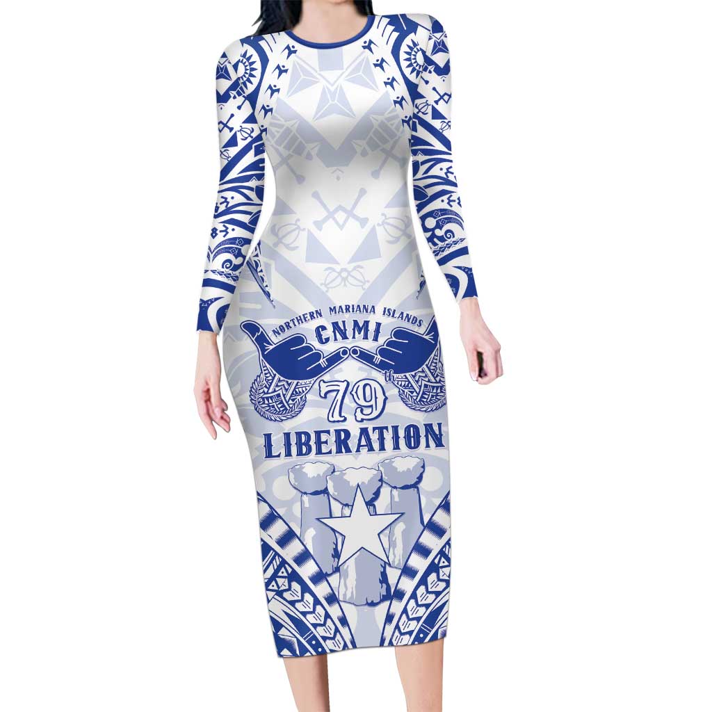 Northern Mariana Islands Liberation Day Family Matching Long Sleeve Bodycon Dress and Hawaiian Shirt 79th Anniversary