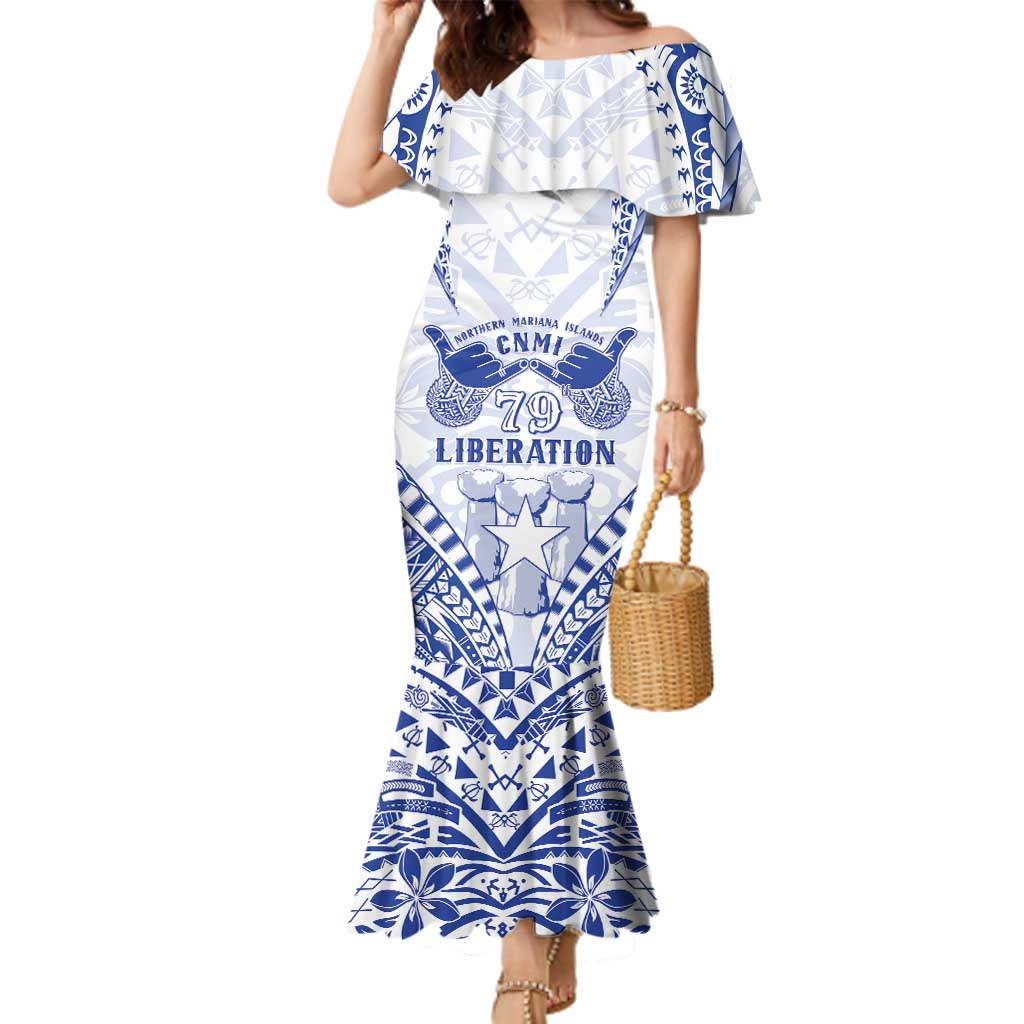 Northern Mariana Islands Liberation Day Family Matching Mermaid Dress and Hawaiian Shirt 79th Anniversary