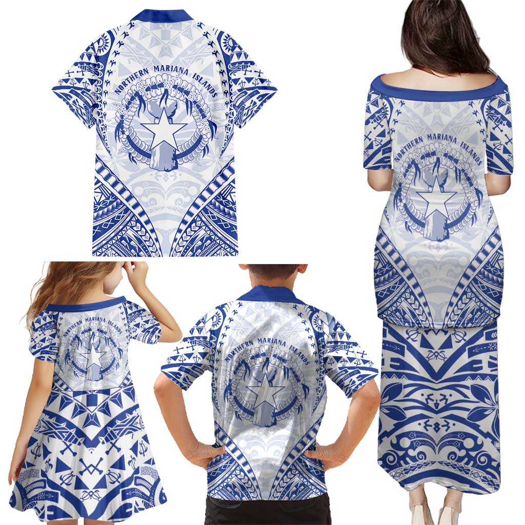 Northern Mariana Islands Liberation Day Family Matching Puletasi and Hawaiian Shirt 79th Anniversary