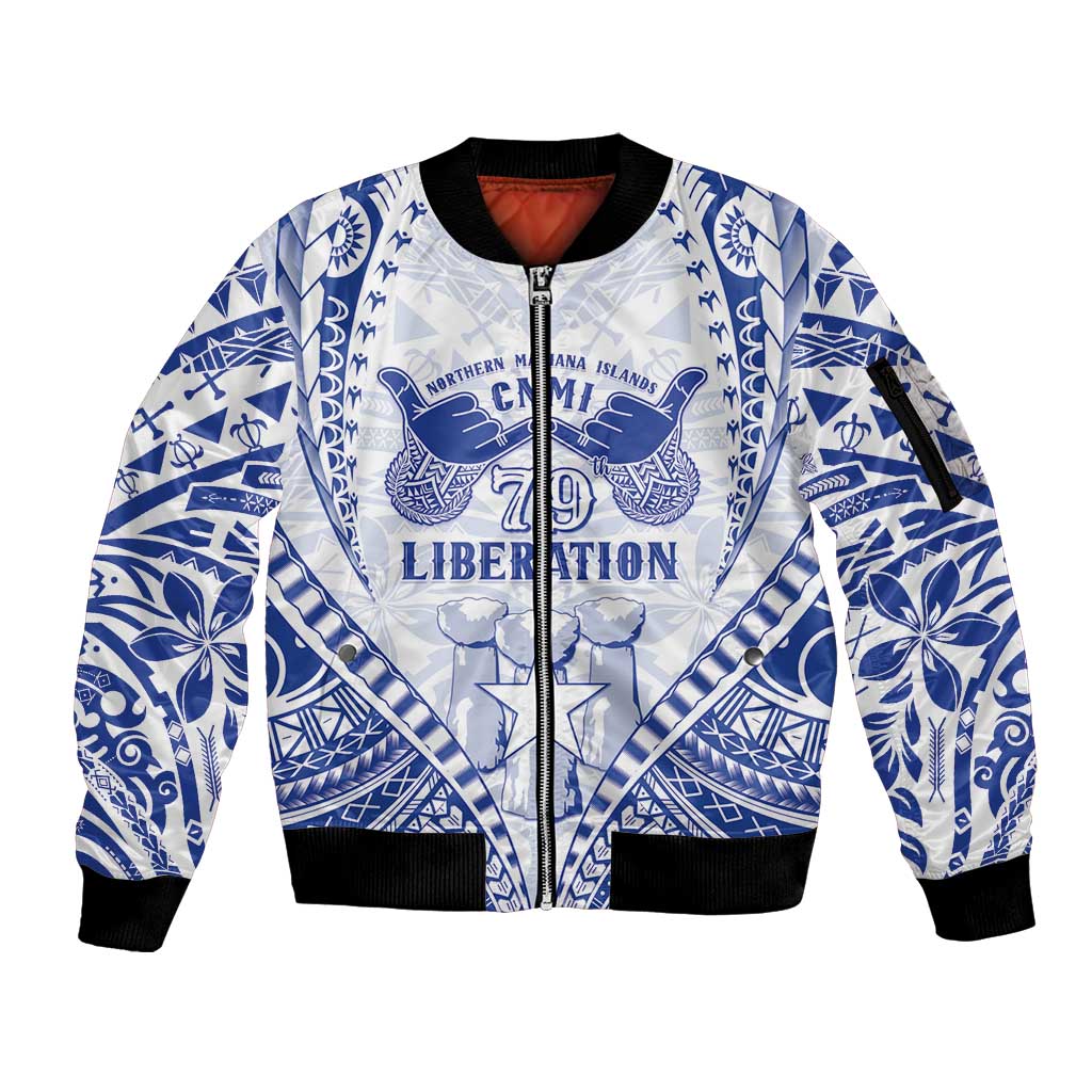 Northern Mariana Islands Liberation Day Sleeve Zip Bomber Jacket 79th Anniversary