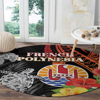 French Polynesia Bastille Day Round Carpet Tropical Turtle Hibiscus Polynesian Pattern