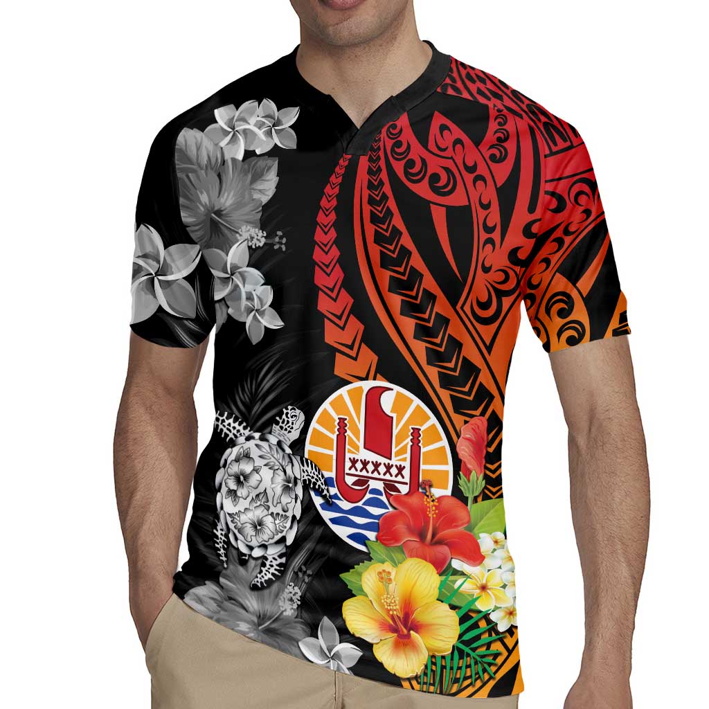 French Polynesia Bastille Day Rugby Jersey Tropical Turtle Hibiscus Polynesian Pattern