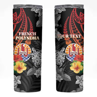 Personalised French Polynesia Bastille Day Skinny Tumbler Tropical Turtle Hibiscus Polynesian Pattern