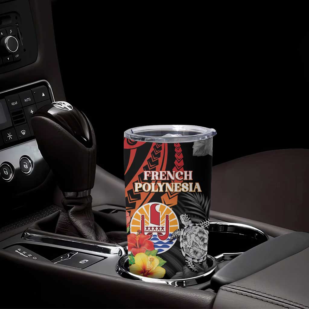 Personalised French Polynesia Bastille Day Tumbler Cup Tropical Turtle Hibiscus Polynesian Pattern