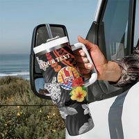 Personalised French Polynesia Bastille Day Tumbler With Handle Tropical Turtle Hibiscus Polynesian Pattern