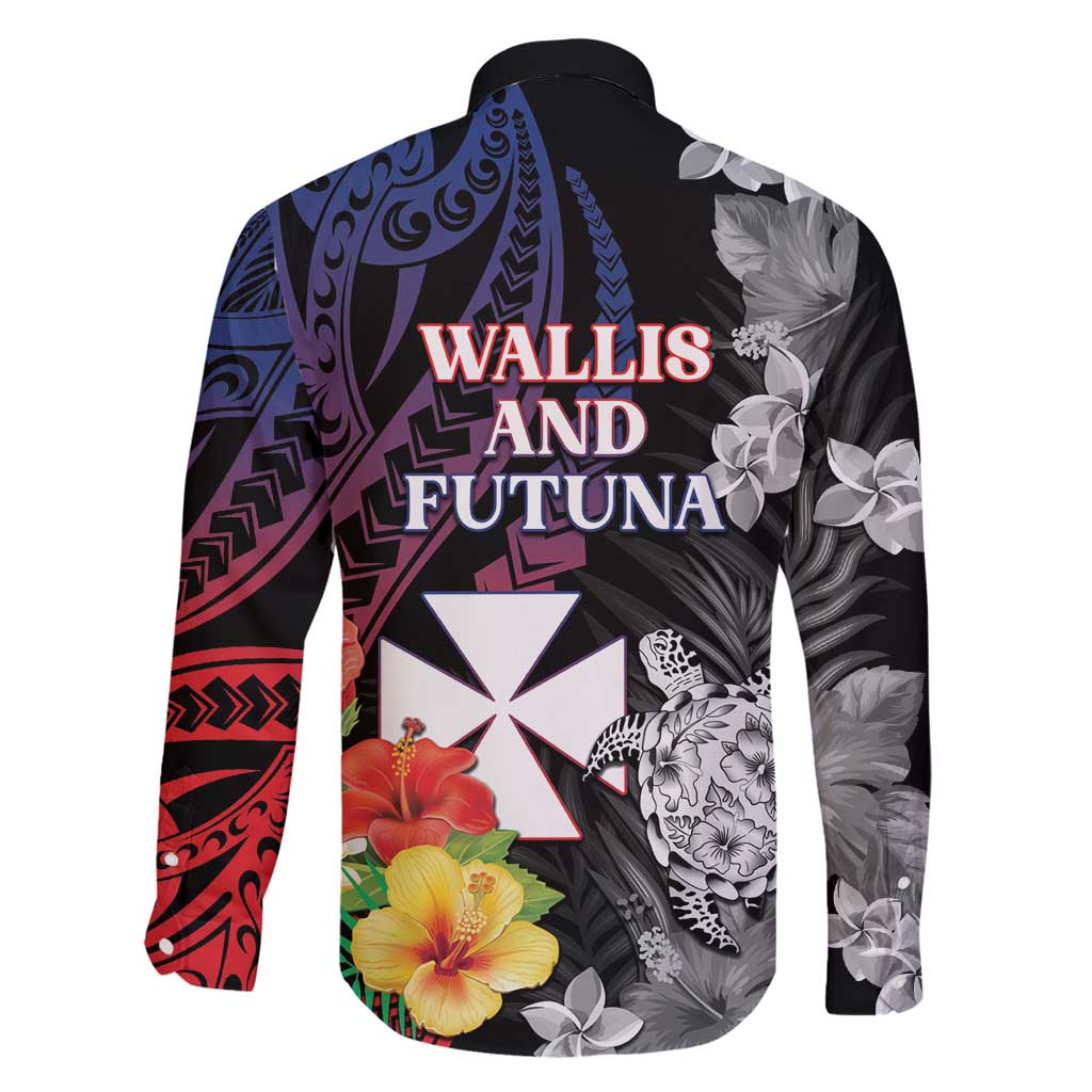 Wallis and Futuna Bastille Day Family Matching Off Shoulder Maxi Dress and Hawaiian Shirt Tropical Turtle Hibiscus Polynesian Pattern
