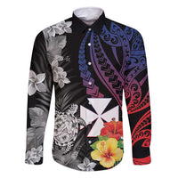 Wallis and Futuna Bastille Day Family Matching Tank Maxi Dress and Hawaiian Shirt Tropical Turtle Hibiscus Polynesian Pattern