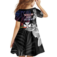 Wallis and Futuna Bastille Day Kid Short Sleeve Dress Tropical Turtle Hibiscus Polynesian Pattern