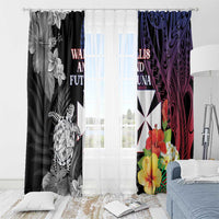 Wallis and Futuna Bastille Day Window Curtain Tropical Turtle Hibiscus Polynesian Pattern