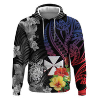Wallis and Futuna Bastille Day Zip Hoodie Tropical Turtle Hibiscus Polynesian Pattern