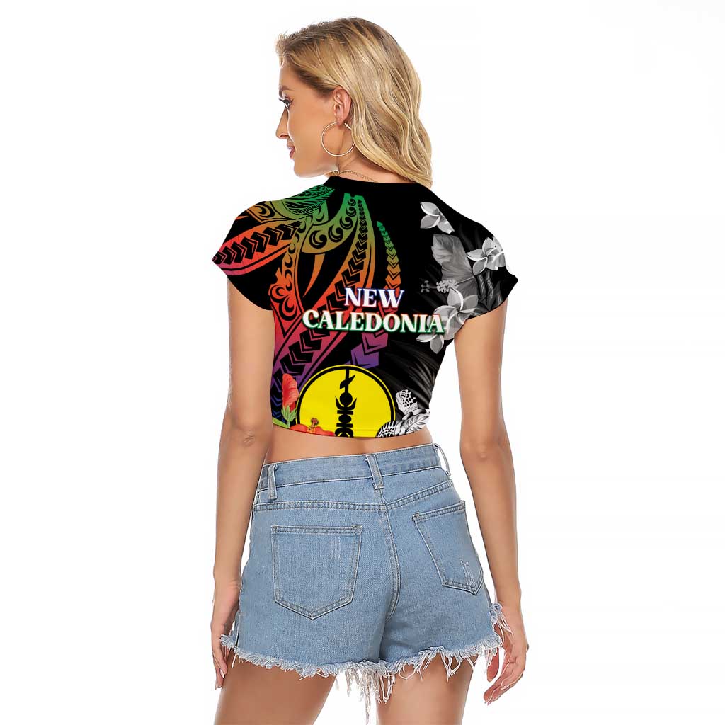 New Caledonia Bastille Day Raglan Cropped T Shirt Tropical Turtle Hibiscus Polynesian Pattern