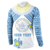 Personalised Palau Constitution Day Button Sweatshirt Polynesian Turtle