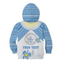Personalised Palau Constitution Day Kid Hoodie Polynesian Turtle