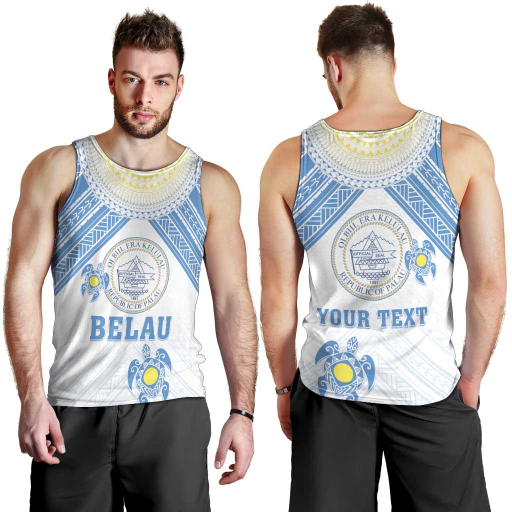 Personalised Palau Constitution Day Men Tank Top Polynesian Turtle