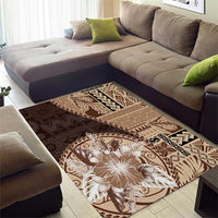 Samoa Siapo Elegant Area Rug Hibiscus Chocolate Brown Motifs - Polynesian Pride