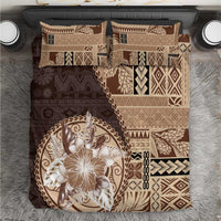Samoa Siapo Elegant Bedding Set Hibiscus Chocolate Brown Motifs - Polynesian Pride