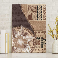 Samoa Siapo Elegant Canvas Wall Art Hibiscus Chocolate Brown Motifs - Polynesian Pride