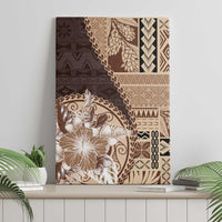 Samoa Siapo Elegant Canvas Wall Art Hibiscus Chocolate Brown Motifs - Polynesian Pride