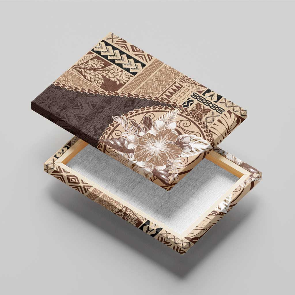 Samoa Siapo Elegant Canvas Wall Art Hibiscus Chocolate Brown Motifs - Polynesian Pride