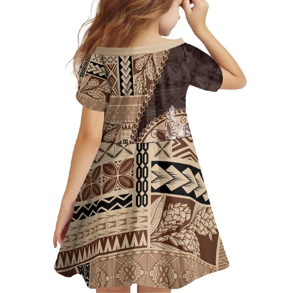 Samoa Siapo Elegant Family Matching Summer Maxi Dress and Hawaiian Shirt Hibiscus Chocolate Brown Motifs - Polynesian Pride