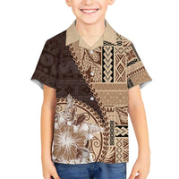 Samoa Siapo Elegant Hawaiian Shirt Hibiscus Chocolate Brown Motifs - Polynesian Pride