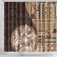 Samoa Siapo Elegant Shower Curtain Hibiscus Chocolate Brown Motifs - Polynesian Pride