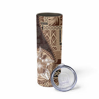 Samoa Siapo Elegant Skinny Tumbler Hibiscus Chocolate Brown Motifs - Polynesian Pride