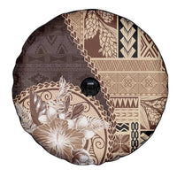 Samoa Siapo Elegant Spare Tire Cover Hibiscus Chocolate Brown Motifs - Polynesian Pride