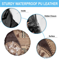 Samoa Siapo Elegant Spare Tire Cover Hibiscus Chocolate Brown Motifs - Polynesian Pride