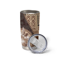 Samoa Siapo Elegant Tumbler Cup Hibiscus Chocolate Brown Motifs - Polynesian Pride
