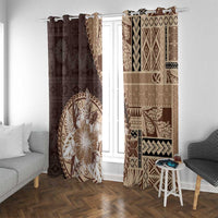 Samoa Siapo Elegant Window Curtain Hibiscus Chocolate Brown Motifs - Polynesian Pride