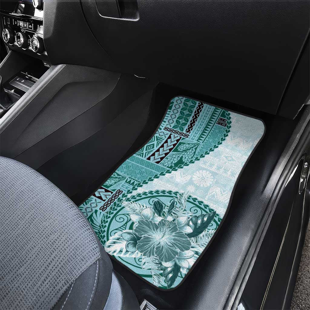 Samoa Siapo Elegant Car Mats Hibiscus Teal Motifs - Polynesian Pride