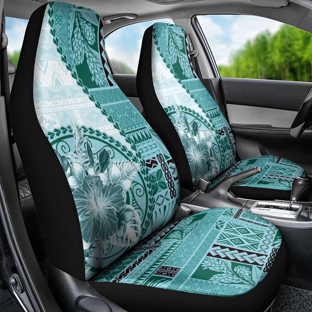 Samoa Siapo Elegant Car Seat Cover Hibiscus Teal Motifs - Polynesian Pride
