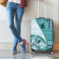 Samoa Siapo Elegant Luggage Cover Hibiscus Teal Motifs - Polynesian Pride