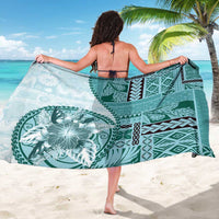Samoa Siapo Elegant Sarong Hibiscus Teal Motifs - Polynesian Pride