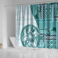 Samoa Siapo Elegant Shower Curtain Hibiscus Teal Motifs - Polynesian Pride