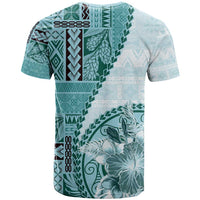 Samoa Siapo Elegant T Shirt Hibiscus Teal Motifs - Polynesian Pride