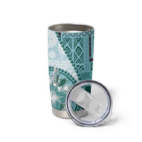 Samoa Siapo Elegant Tumbler Cup Hibiscus Teal Motifs - Polynesian Pride