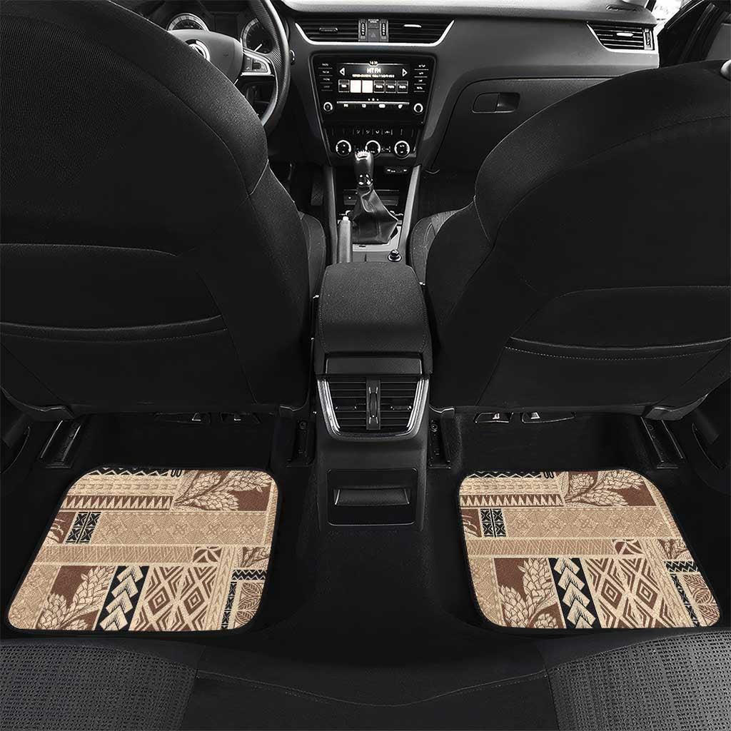 Samoa Siapo Elegant Car Mats Hibiscus Beige Motifs - Polynesian Pride