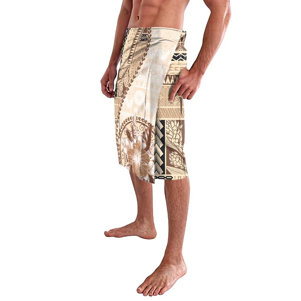 Samoa Siapo Elegant Lavalava Hibiscus Beige Motifs - Polynesian Pride