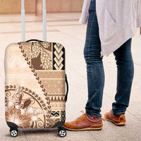 Samoa Siapo Elegant Luggage Cover Hibiscus Beige Motifs - Polynesian Pride