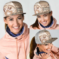Samoa Siapo Elegant Mesh Trucker Cap Hibiscus Beige Motifs - Polynesian Pride